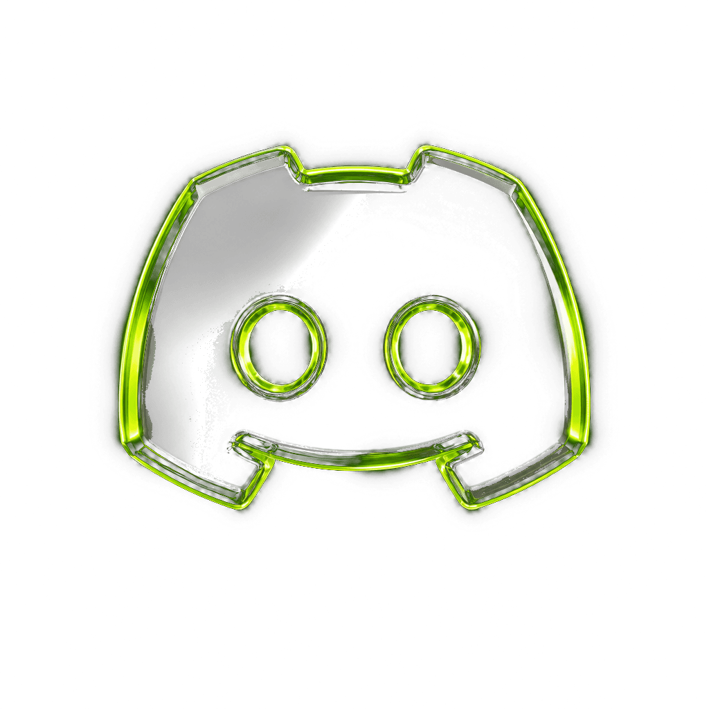 Transparent neon green Discord symbol