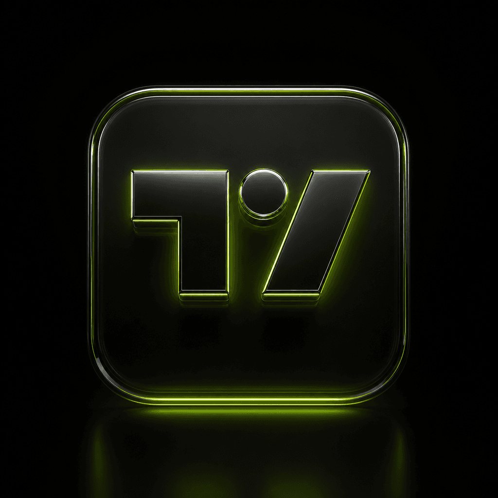 Official TradingView mark rendered in neon glass